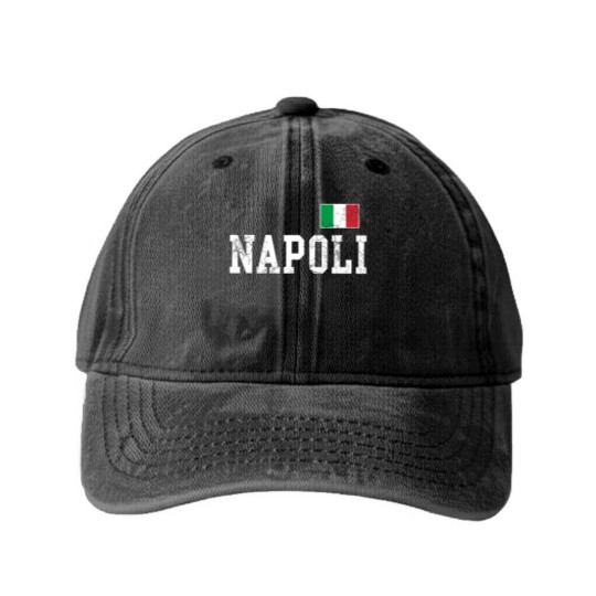 Discover Napoli Naples Italy Italia Flag Italian Vintage Distressed Washed Denim Baseball Caps