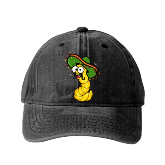 Discover Tequila Worm Washed Denim Baseball Caps