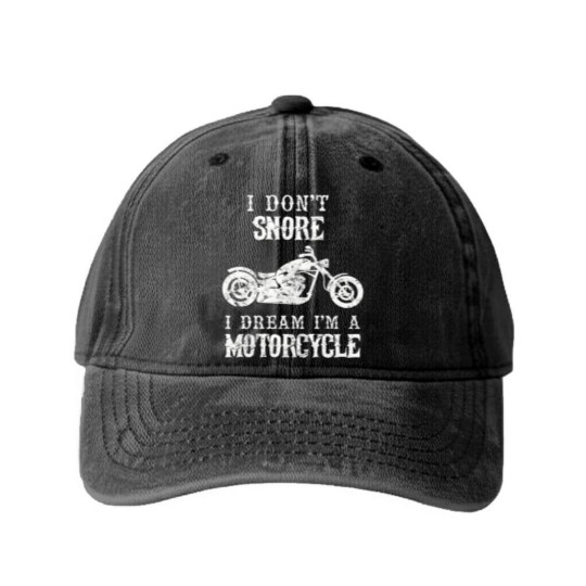 Discover I Don't Snore I Dream I'm A Motorcycle Biker Dad G Washed Denim Baseball Caps