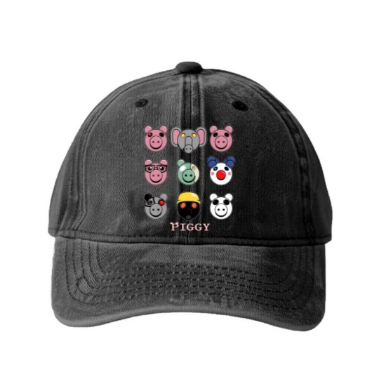 Discover thinknoodles piggy piggy Washed Denim Baseball Caps