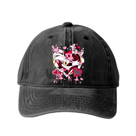 Discover Hazbin Hotel Angel Dust Washed Denim Baseball Caps