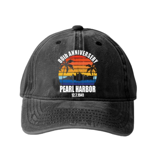 Discover Pearl Harbor Anniversary Sunset Washed Denim Baseball Caps