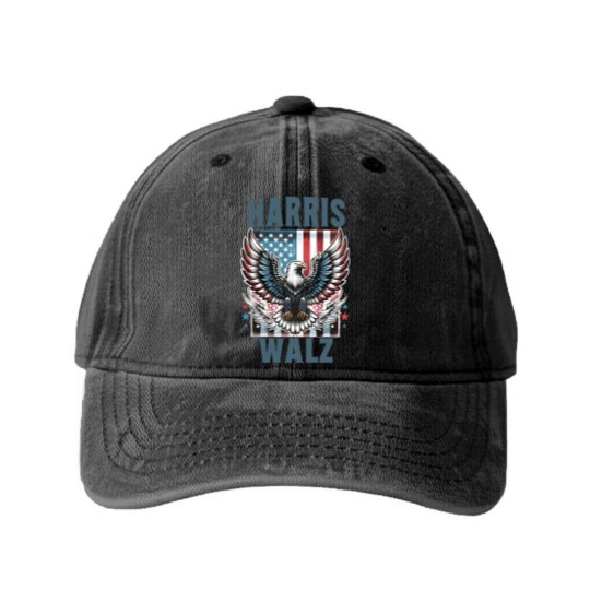 Discover Harris Walz Washed Denim Baseball Caps, Kamala Harris Walz 2024 Washed Denim Baseball Caps, Madam President Washed Denim Baseball Caps