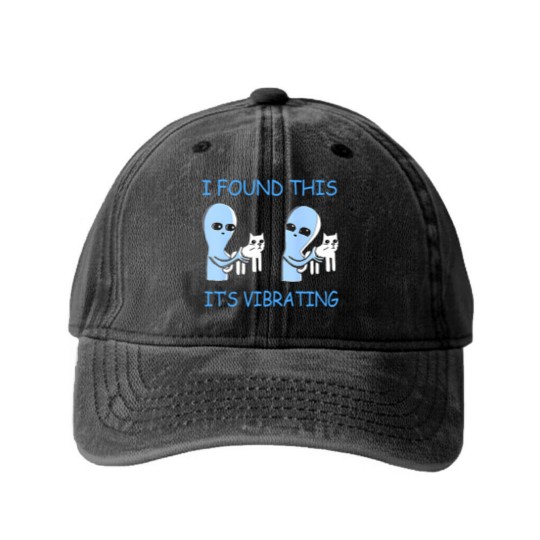 Discover i found this it's vibrating funny aliens cats Washed Denim Baseball Caps