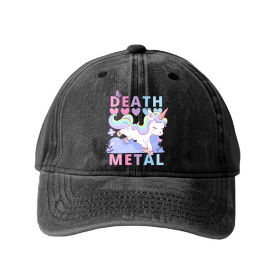 Discover Death Metal Adorable Unicorn rainbow Washed Denim Baseball Caps