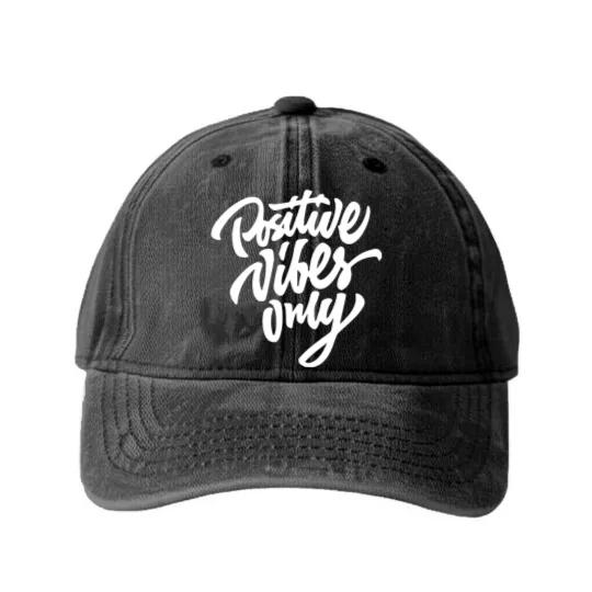 Discover Positive Vibes Only Washed Denim Baseball Caps