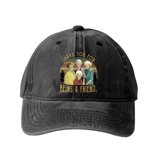 Discover The Stay Golden Thank You For Being A Friend 80s Vintage Sunset Washed Denim Baseball Caps