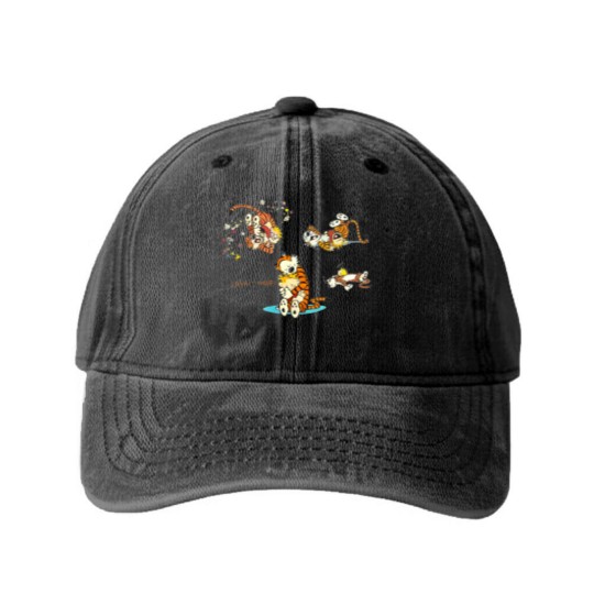 Discover calvin and hobbes bill watterson Washed Denim Baseball Caps