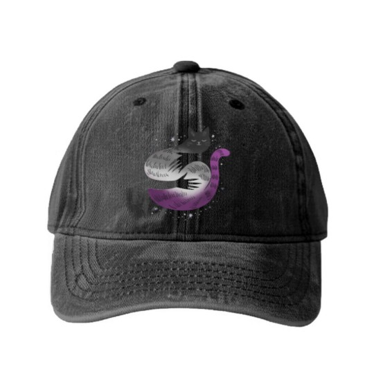 Discover Asexual Asexual Cat Hug LGBT Pride Flag Washed Denim Baseball Caps