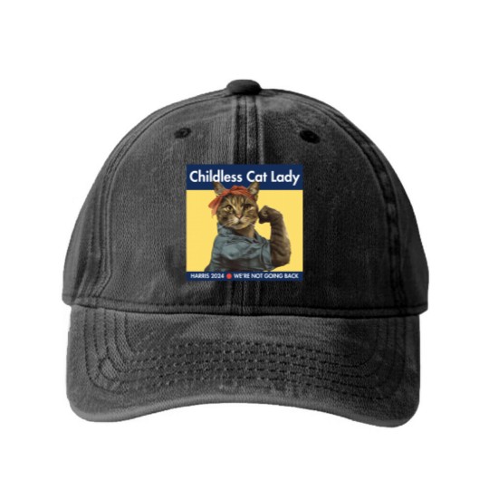 Discover Childless Cat Lady - kamala 2024 - Childless Cat Lady - Washed Denim Baseball Caps