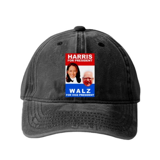 Discover Kamala Harris Tim Walz 2024 Harris Walz President Elections Washed Denim Baseball Caps