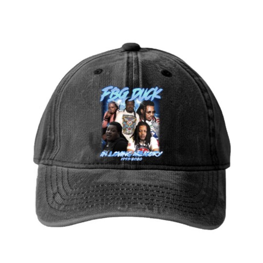 Discover FBG Duck Hiphop Washed Denim Baseball Caps, FBG Duck American Rapper Washed Denim Baseball Caps