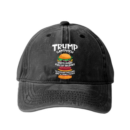 Discover Trump Sandwich Sign Funny Sandwich Day Sandwiches Pun 1979 Washed Denim Baseball Caps