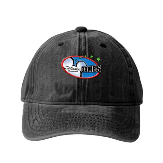Discover Channel Game Washed Denim Baseball Caps, Mouse Ears Gaming Washed Denim Baseball Caps
