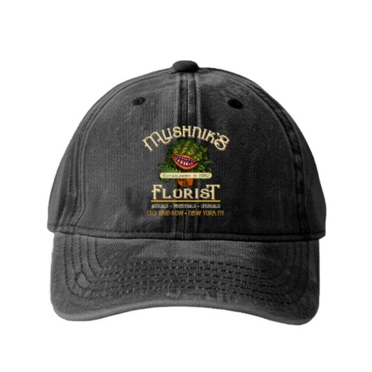 Discover Mushnik's Florist Seymour Worn Washed Denim Baseball Caps