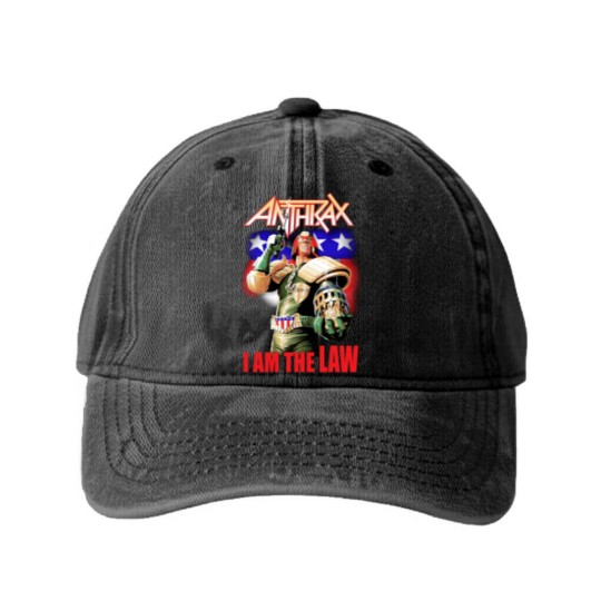 Discover Anthrax Washed Denim Baseball Caps Judge Dredd I AM THE LAW Washed Denim Baseball Caps NEW Heavy Metal Band