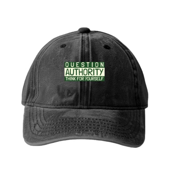 Discover Question Authority Washed Denim Baseball Caps
