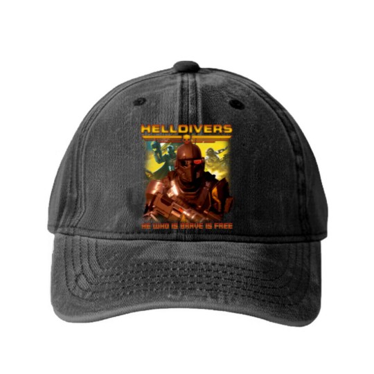Discover Helldivers Vintage 90s Washed Denim Baseball Caps, Helldivers 2 Washed Denim Baseball Caps, Helldivers Vintage Washed Denim Baseball Caps