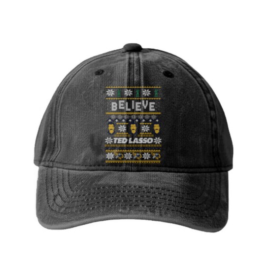 Discover ted lasso christmas believe ted lasso ugly sweat Washed Denim Baseball Caps