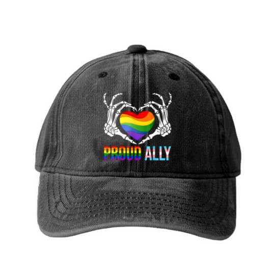 Discover proud ally lgbt transgender flag skeleton heart gay lesbian Washed Denim Baseball Caps