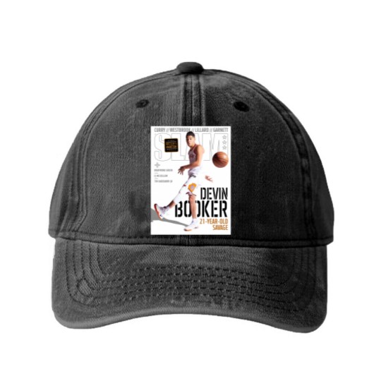 Discover Devin Booker SLAM Poster Washed Denim Baseball Caps, Devin Booker Magazine Washed Denim Baseball Caps