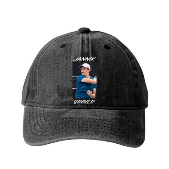 Discover JANNIK SINNER TENNIS Cottonrulz Oversize White Washed Denim Baseball Caps