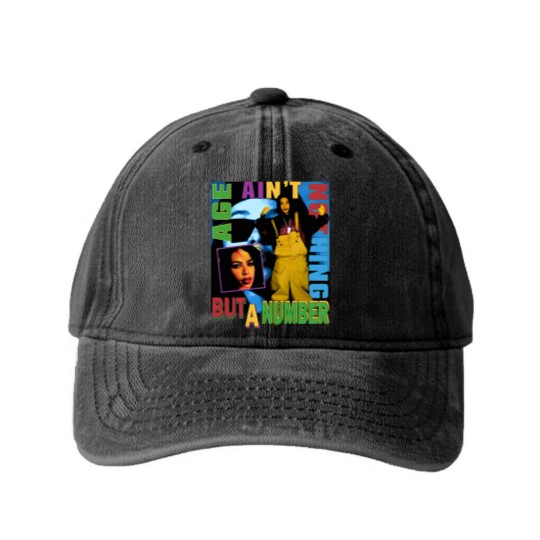 Discover Aaliyah Washed Denim Baseball Caps - Age Ain't Nothing But A Number vntg rap Washed Denim Baseball Caps 90s 2000's rnb