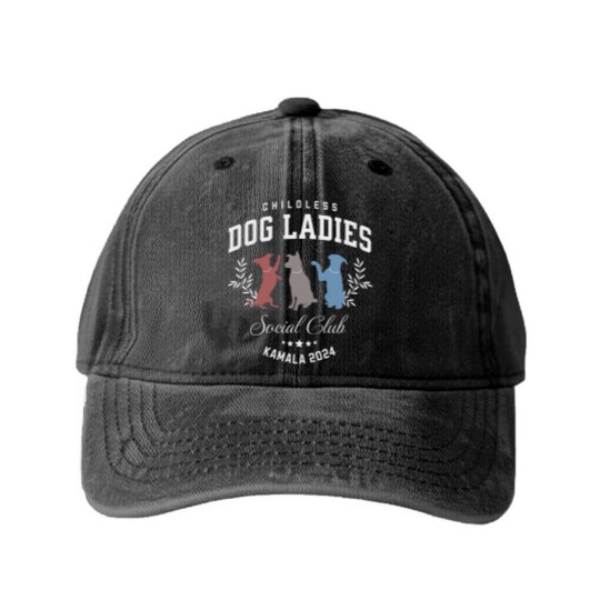 Discover Childless Dog Lady Kamala Washed Denim Baseball Caps, Kamala Harris President 2024 Washed Denim Baseball Caps