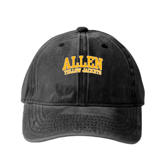 Discover Allen University Yellow Jackets 01 Washed Denim Baseball Caps