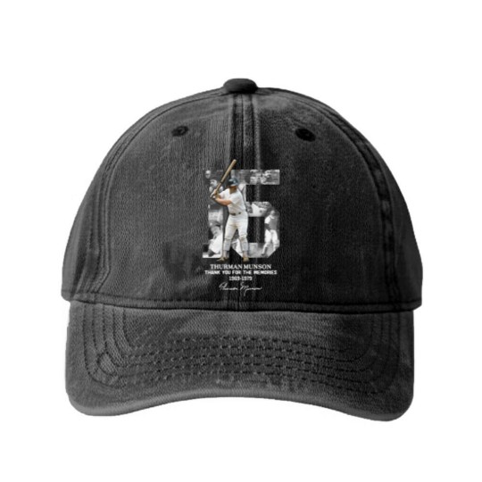 Discover Thurman Munson Thank You 1969 1979 | Essential Washed Denim Baseball Caps