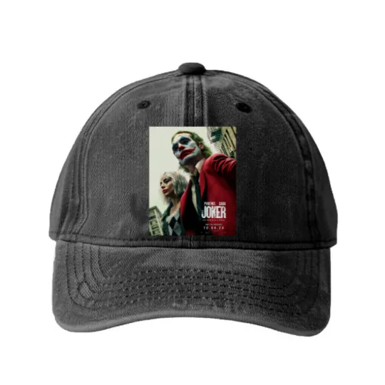 Discover Joker 2 Movie Unisex Washed Denim Baseball Caps , Joaquin Phoenix And Ld ga Washed Denim Baseball Caps