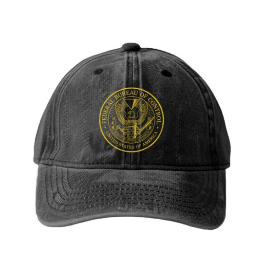 Discover Federal Bureau of Control  Control Game Logo  Distressed Logo Washed Denim Baseball Caps