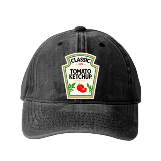 Discover Ketchup Halloween Costume Tomato Matching Halloween Ketchup Washed Denim Baseball Caps