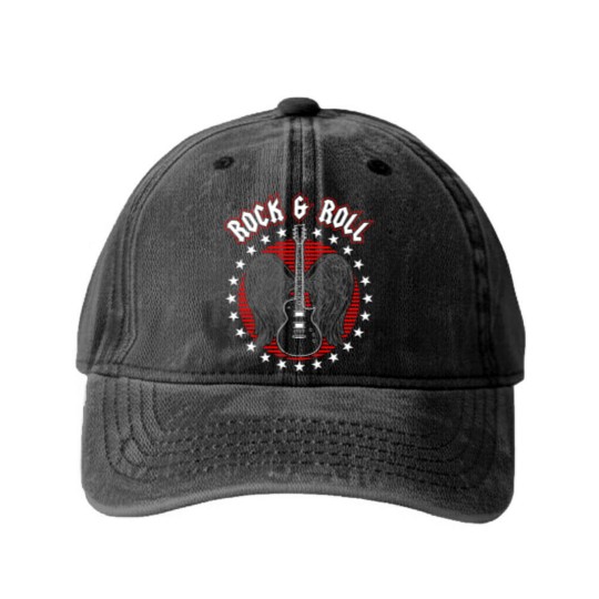 Discover Rock and Roll Rock 'n Roll Music Concert Washed Denim Baseball Caps