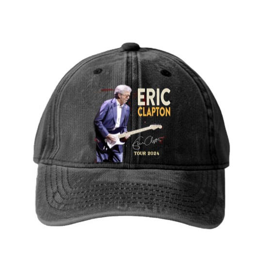 Discover Eric Clapton 2024 tour Music Black Washed Denim Baseball Caps Great Gift