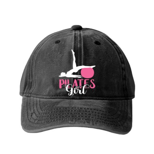 Discover Pilates Fitness Instructor Pilates Girl Pilates Workout Washed Denim Baseball Caps