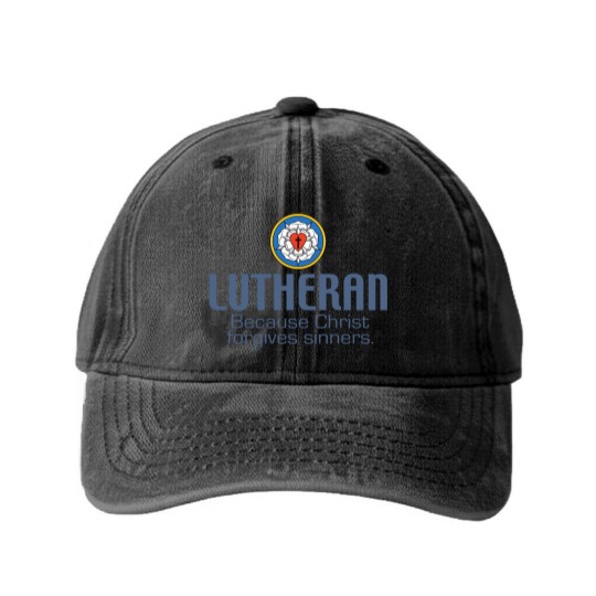 Discover Lutheran Washed Denim Baseball Caps