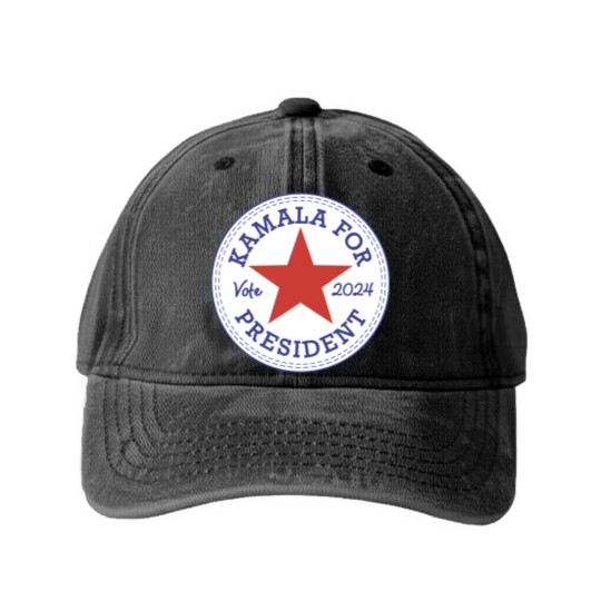 Discover Kamala Harris For President 2024 Washed Denim Baseball Caps