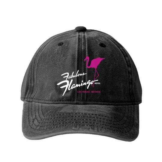 Discover flamingo hotel casino las vegas retro vintage t Washed Denim Baseball Caps