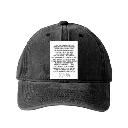 Discover Ice ice baby Vanilla Ice Hip Hop lyric mucis Washed Denim Baseball Caps