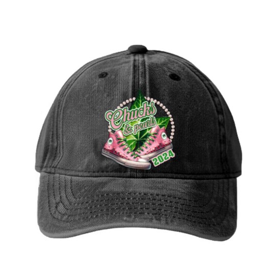 Discover AKA Chucks and Pearls Washed Denim Baseball Caps