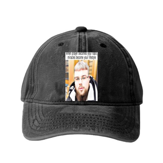 Discover (joeyy) when prayer becomes your habit, miracles become your lifestyle Long Washed Denim Baseball Caps