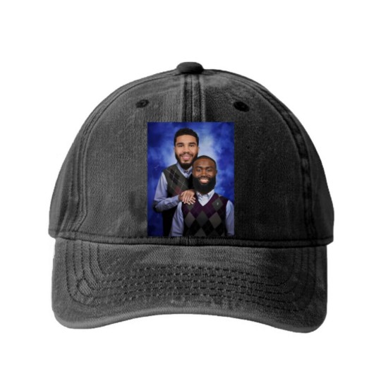 Discover Jayson Tatum and Jaylen Brown "Step Brothers" Portrait Washed Denim Baseball Caps