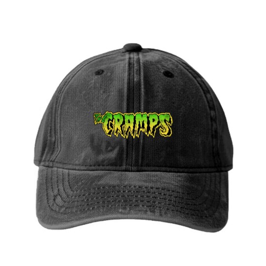 Discover the cramps logo Washed Denim Baseball Caps