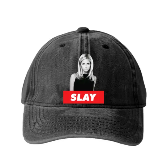 Discover Buffy The Vampire Slayer Washed Denim Baseball Caps, BTVS, Vintage Buffy Washed Denim Baseball Caps