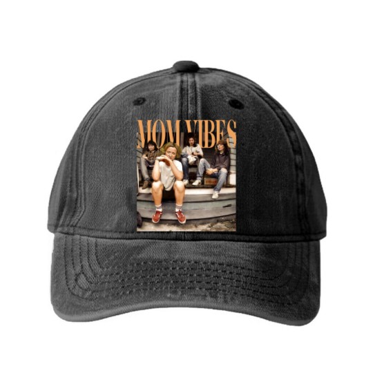 Discover Mom Vibes Thug Life  Washed Denim Baseball Caps, Vintage 90s Mom Vibes Washed Denim Baseball Caps, 90s Mom Vibes Washed Denim Baseball Caps