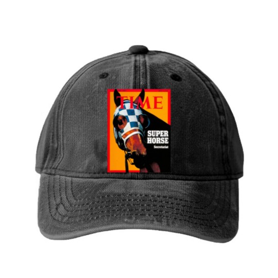 Discover Secretariat Time Magazine Cover 1973 Washed Denim Baseball Caps
