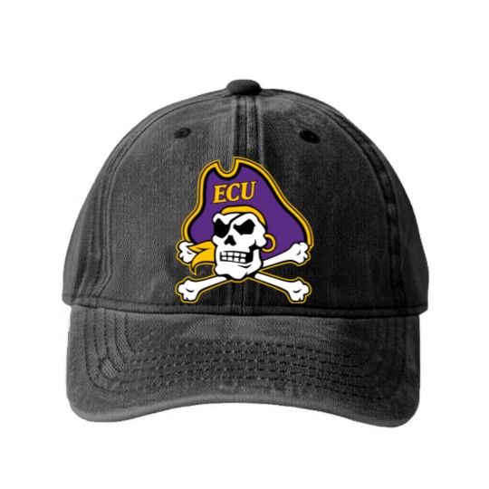 Discover East Carolina-Pirates-Logo Washed Denim Baseball Caps