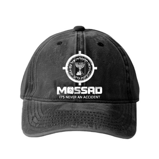 Discover Mossad Idf It'S Never An Accident Israeli Intellig Washed Denim Baseball Caps