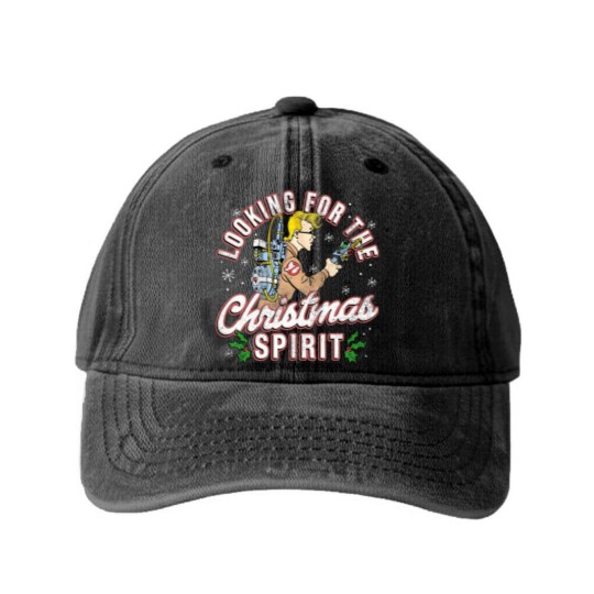Discover The Real Ghostbusters Xmas Washed Denim Baseball Caps Looking For Christmas Spirit Egon Spengler Men's Graphic Washed Denim Baseball Caps